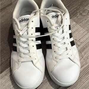 Adidas Classic White Sneakers with Black Stripes